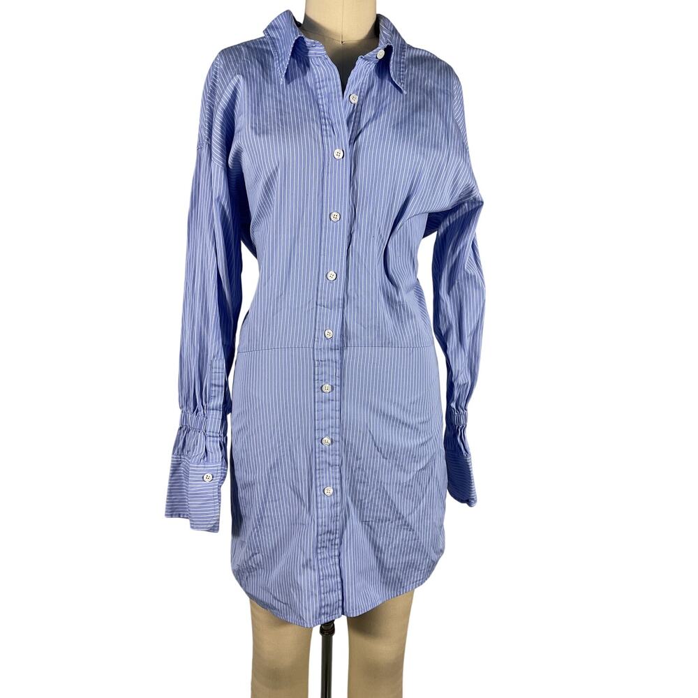 A.L.C. Striped Blue Monica Shirtdress Size 6 - Picture 2 of 6